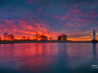 Deep Magenta Sunrise at Montrose Harbor Chicago