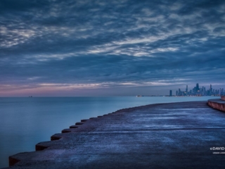 Chicago Skyline from Montrose and Lake Michigan