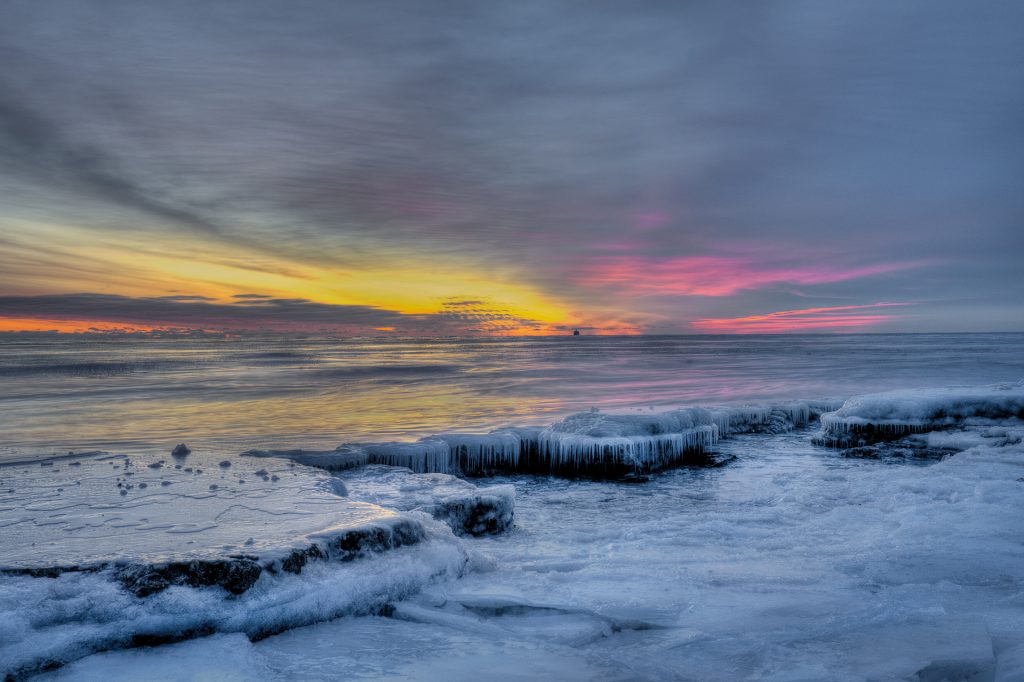 Chicago winter sunrise