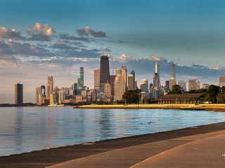 Chicago Skyline, Summer Sunday Morning